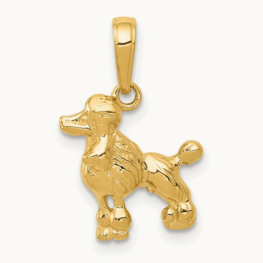 Poodle Dog Pendant — 14K Yellow Gold