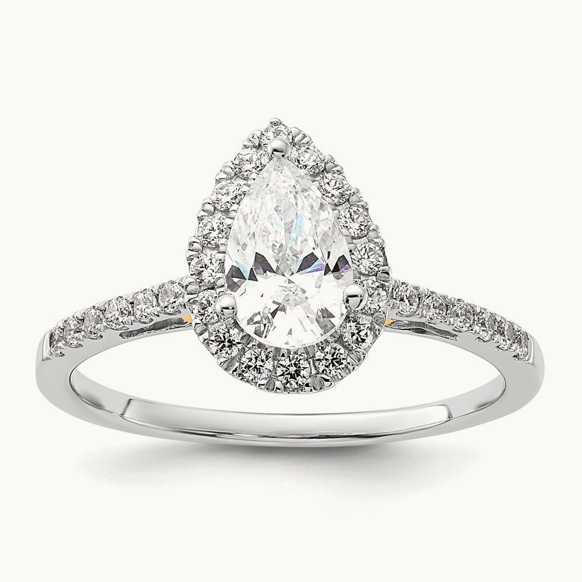 Pear Halo Semi-Mount Engagement Ring — 14K Two-Tone, 0.30 ct, 7