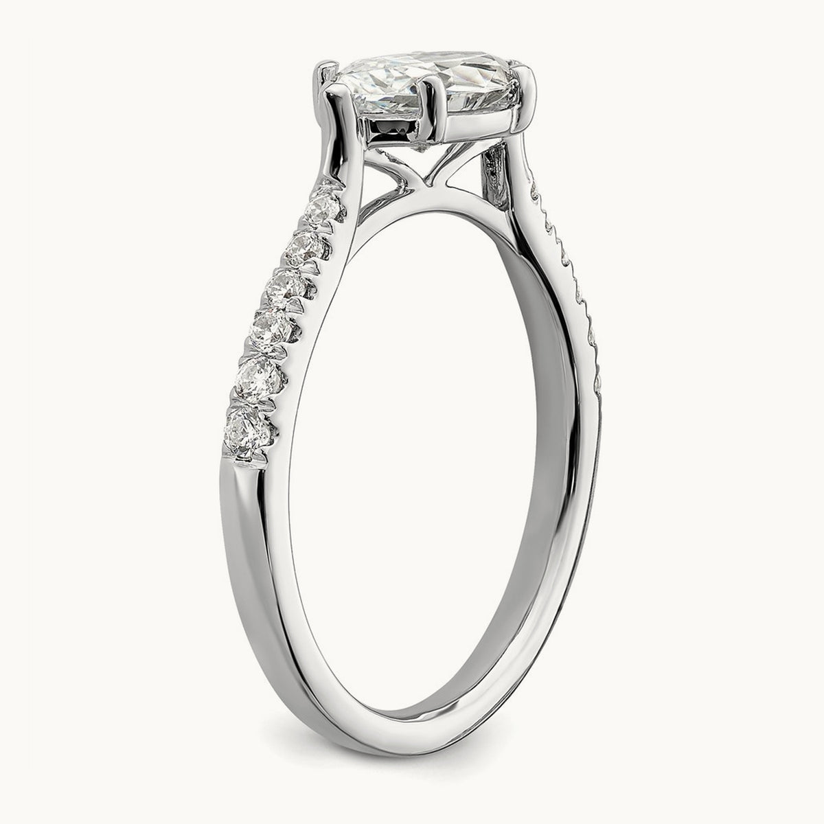 East West 1ct Marquise Semi-Mount Eng. Dia Ring, 14K White Gold