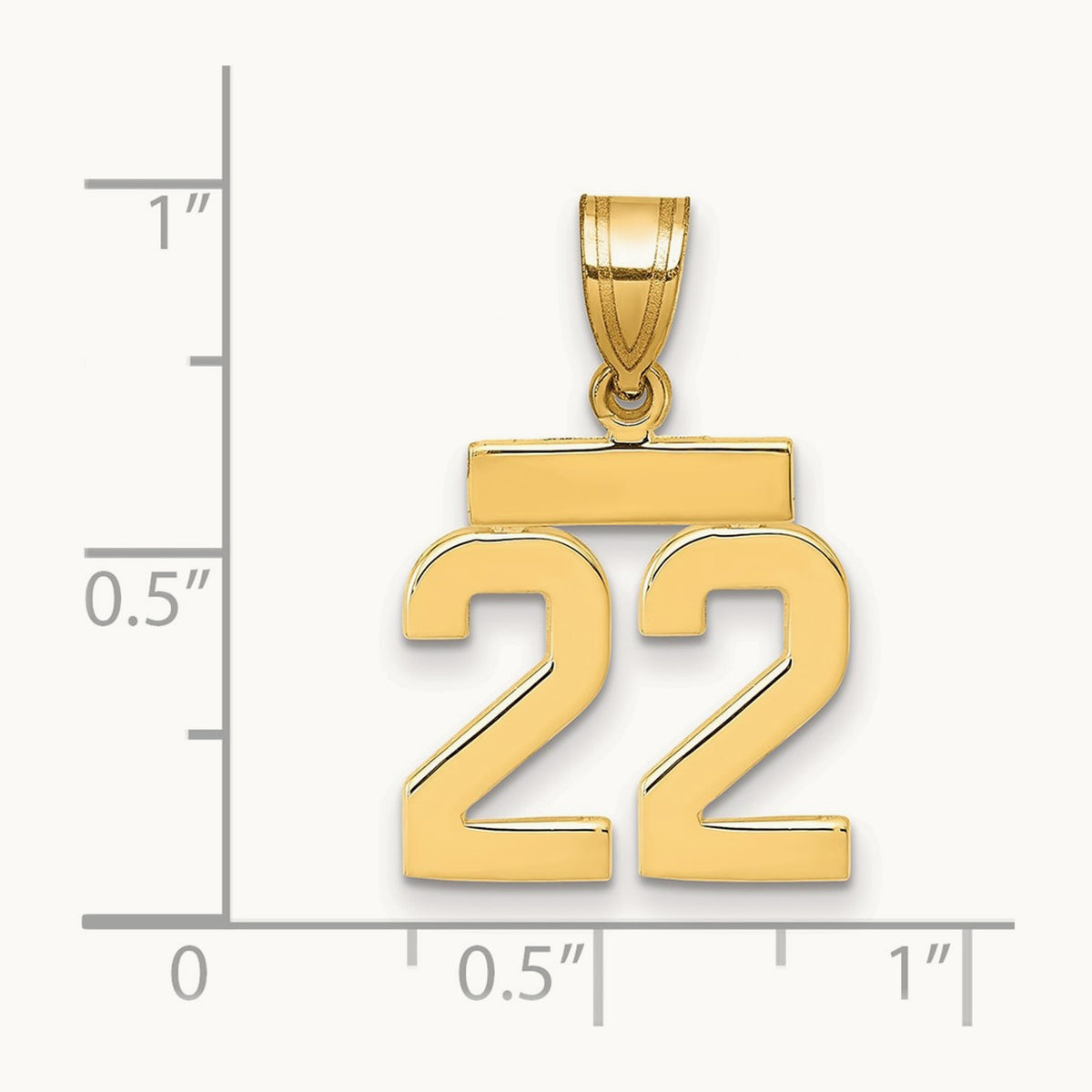 Small Polished Number 22 Charm, 14K