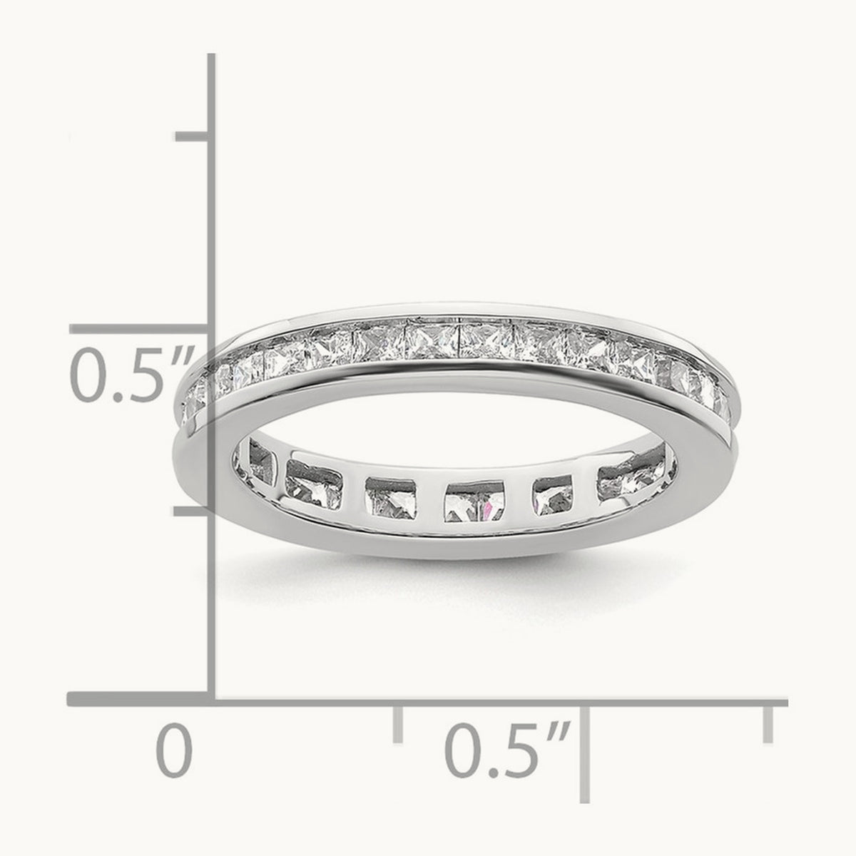 Polished Princess Channel Set Diamond Eternity Band, 1.00 ct tw, 14K Gold — 14K White Gold