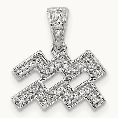 Diamond Aquarius Zodiac Pendant, 14K White Gold