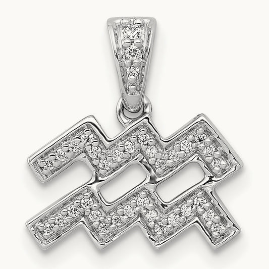 Diamond Aquarius Zodiac Pendant, 14K White Gold