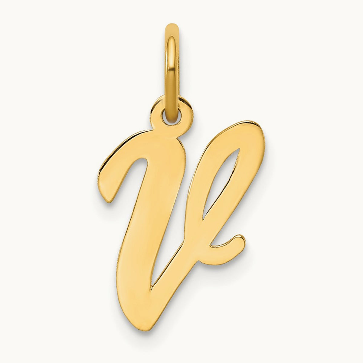 Medium Script Initial Charm — 14K Yellow Gold, V