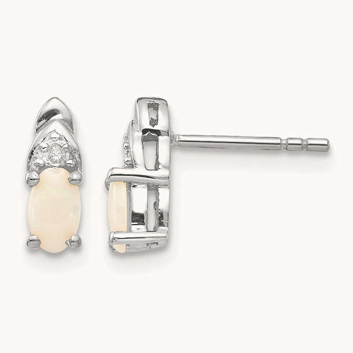 Opal and Diamond Post Earrings — photo set