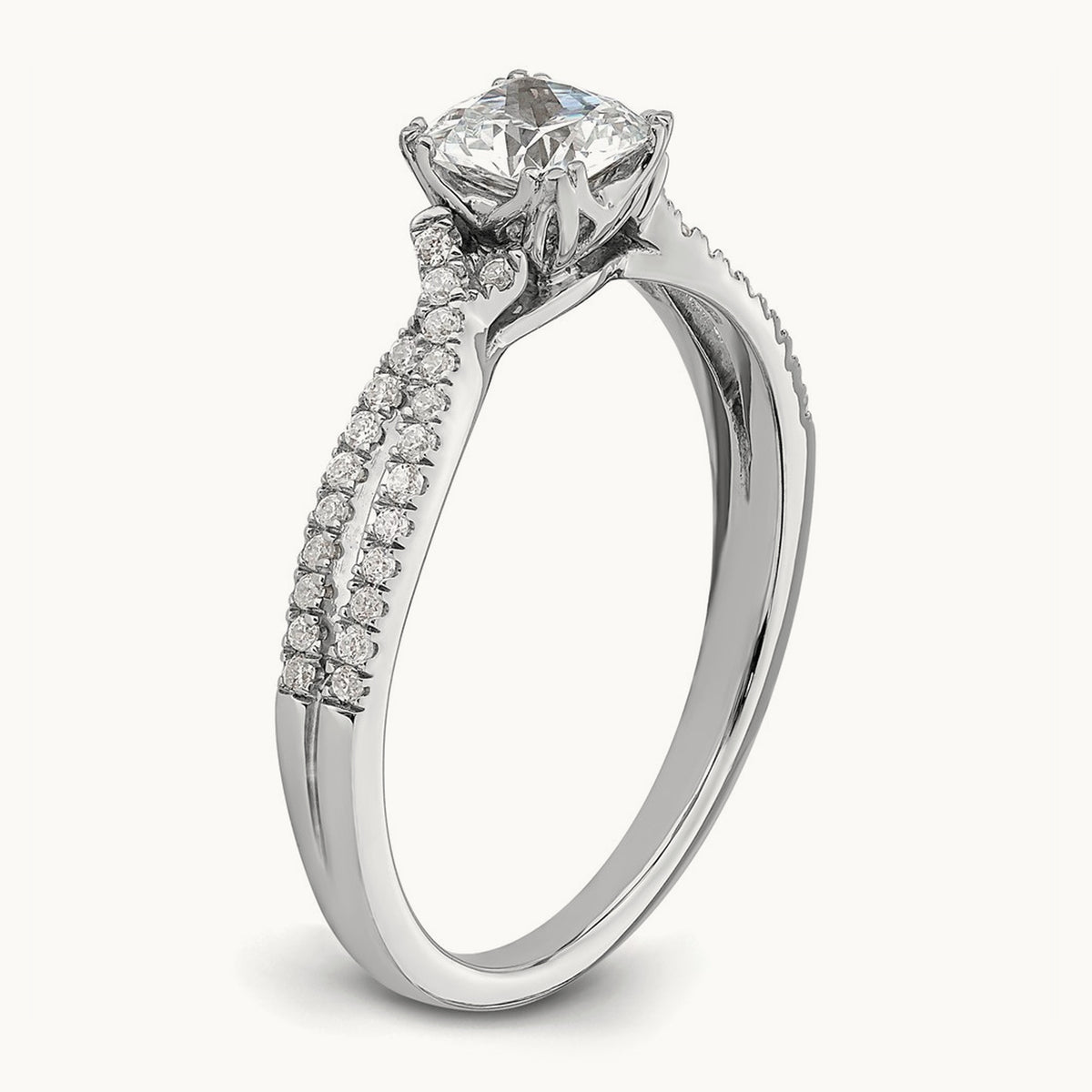 Criss-Cross Cushion Semi-Mount Engagement Ring — 1/2 ct, 7