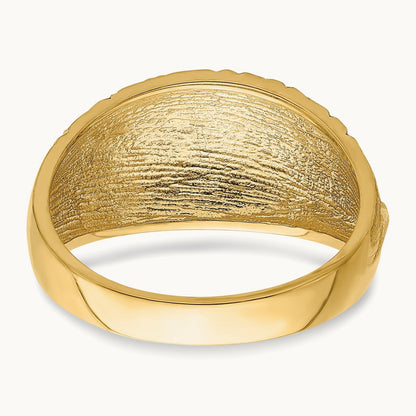 D/C Quilted Pattern Dome Ring, 14K