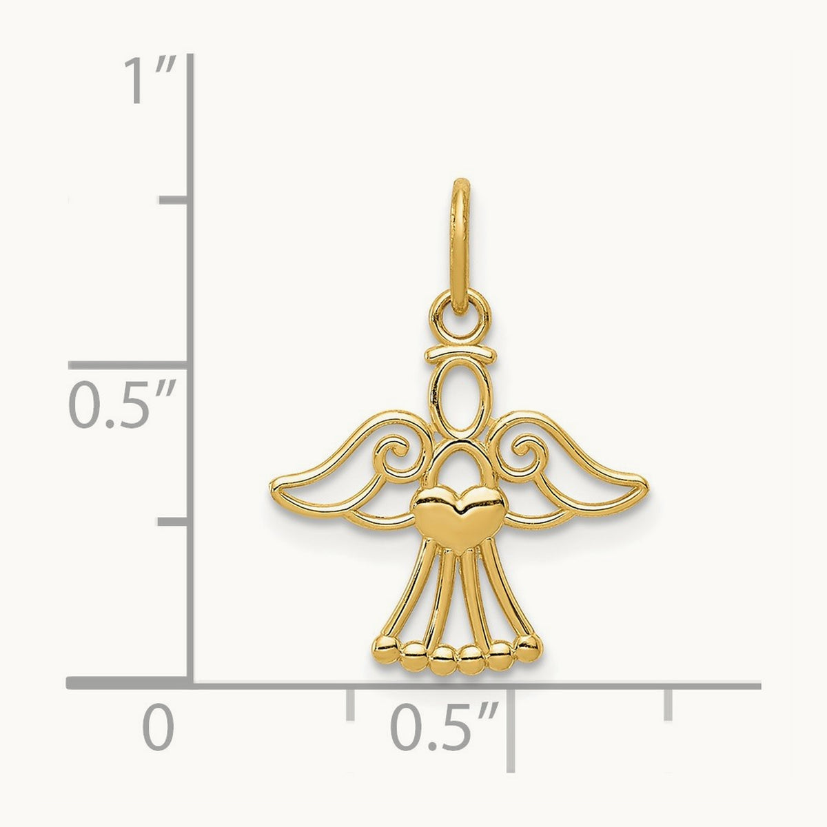 Polished Small Angel w/Heart Pendant, 14K