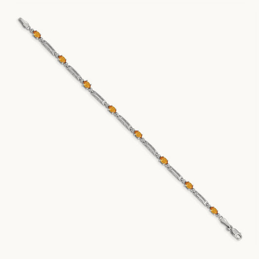 Diamond and Citrine Bracelet — 14K White Gold