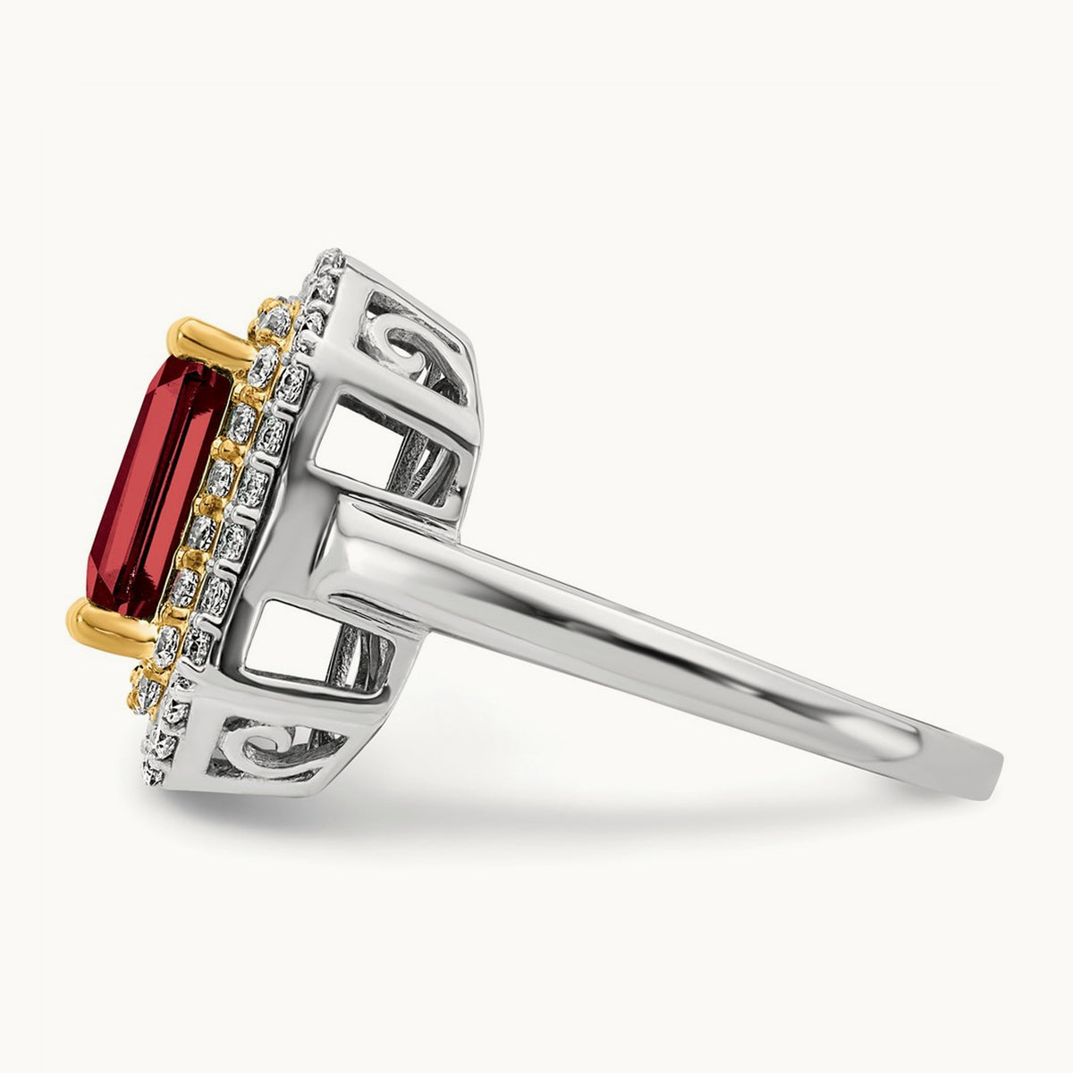 Created Ruby Ring, 0.50 ct tw Lab-Grown Diamond