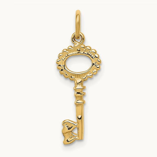 Polished Key Charm, 14K