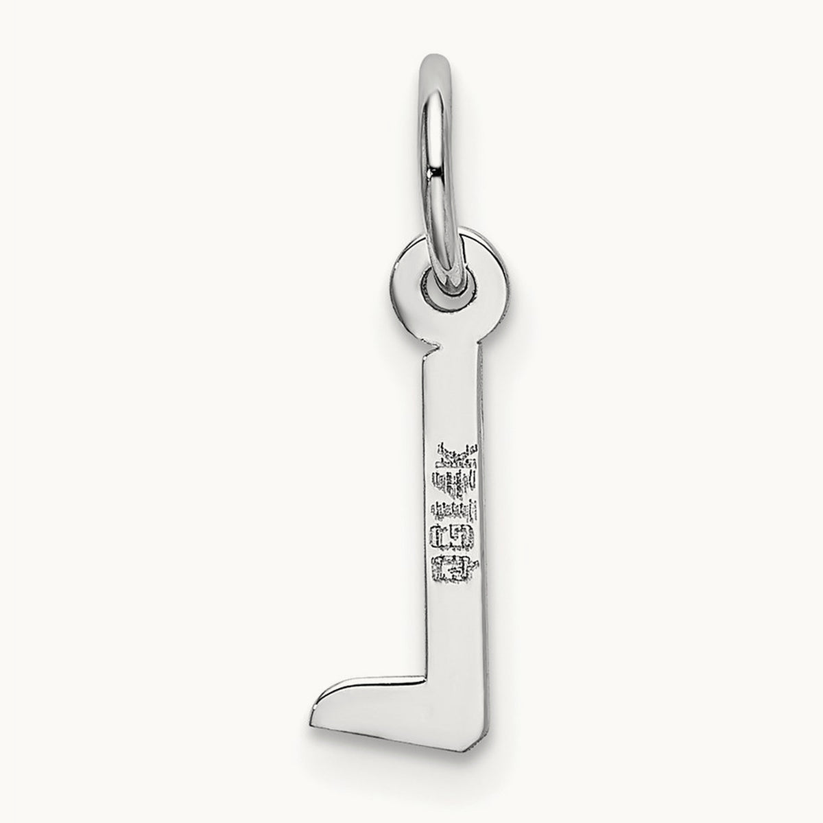 Small Slanted Block Initial Charm — 14K White Gold, L