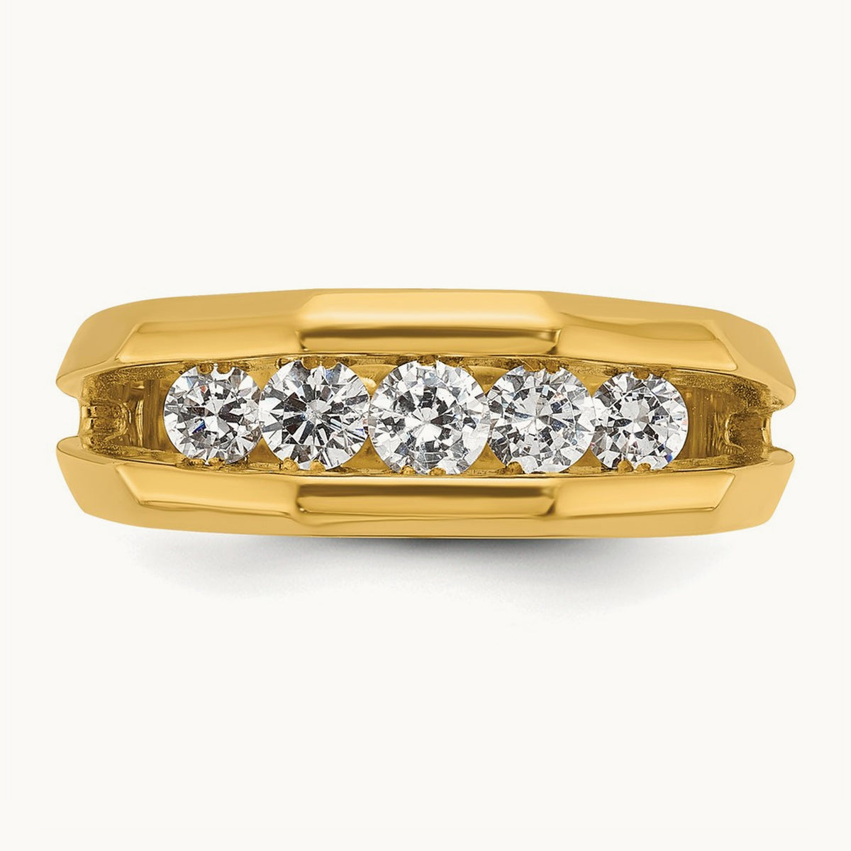 IBGoodman Men's Polished Cut-Out 5-Stone Diamond Ring, 14K