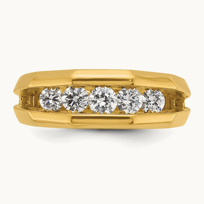 IBGoodman Men's Polished Cut-Out 5-Stone Diamond Ring, 14K