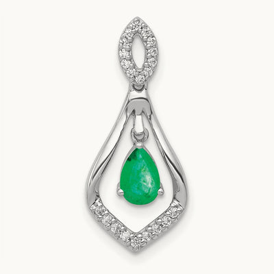 Created Emerald Dangle Pendant, 0.10 ct tw Lab-Grown Diamond