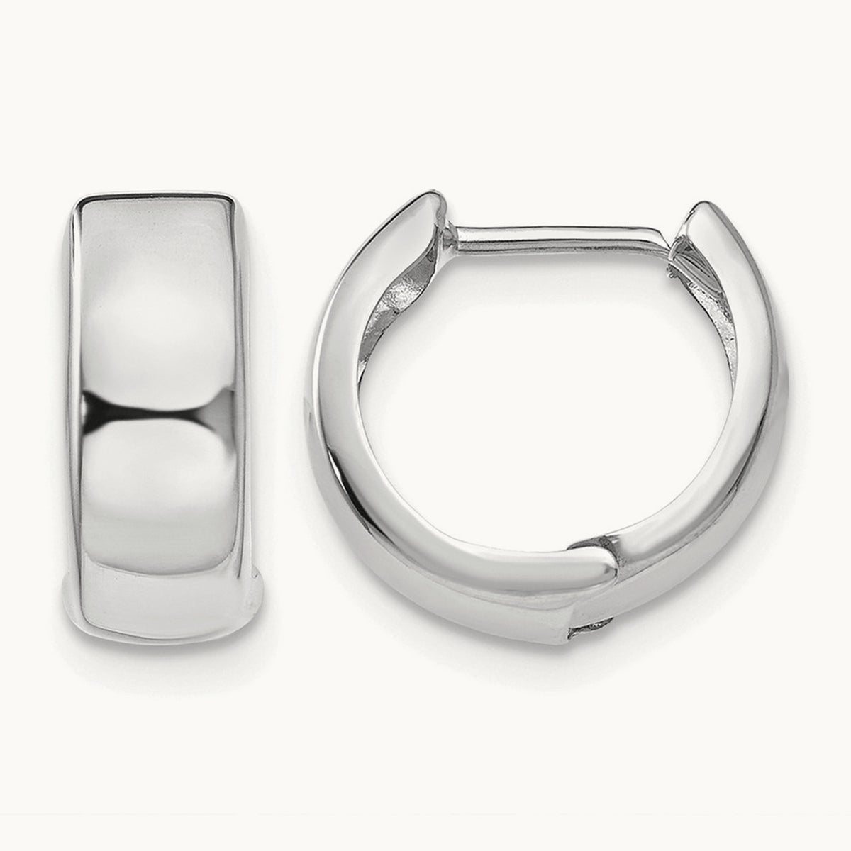 Polished Hinged Hoop Earrings, 14K White Gold