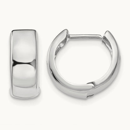 Polished Hinged Hoop Earrings, 14K White Gold
