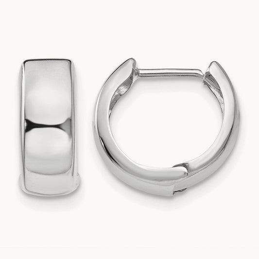Polished Hinged Hoop Earrings, 14K White Gold