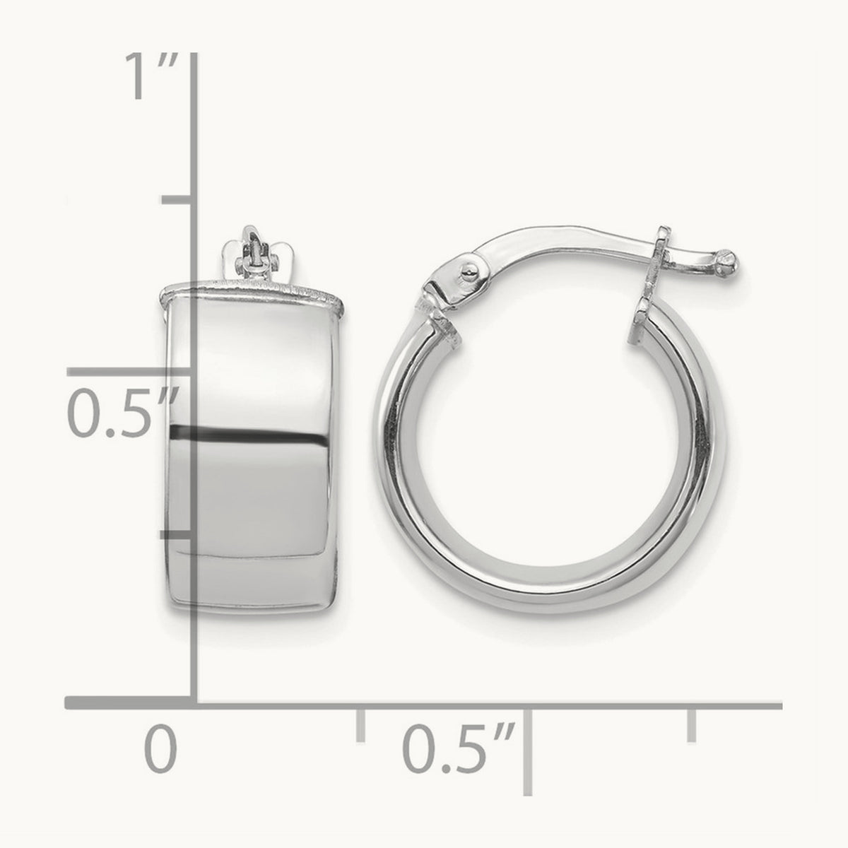 High Polished Hoop Earrings — 14K White Gold