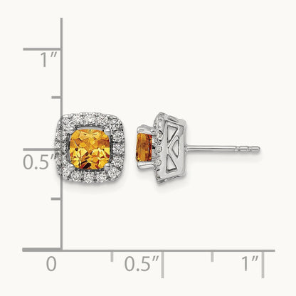 Nov Birthstone Citrine Halo Post Earrings, 0.50 ct tw Lab-Grown Diamond