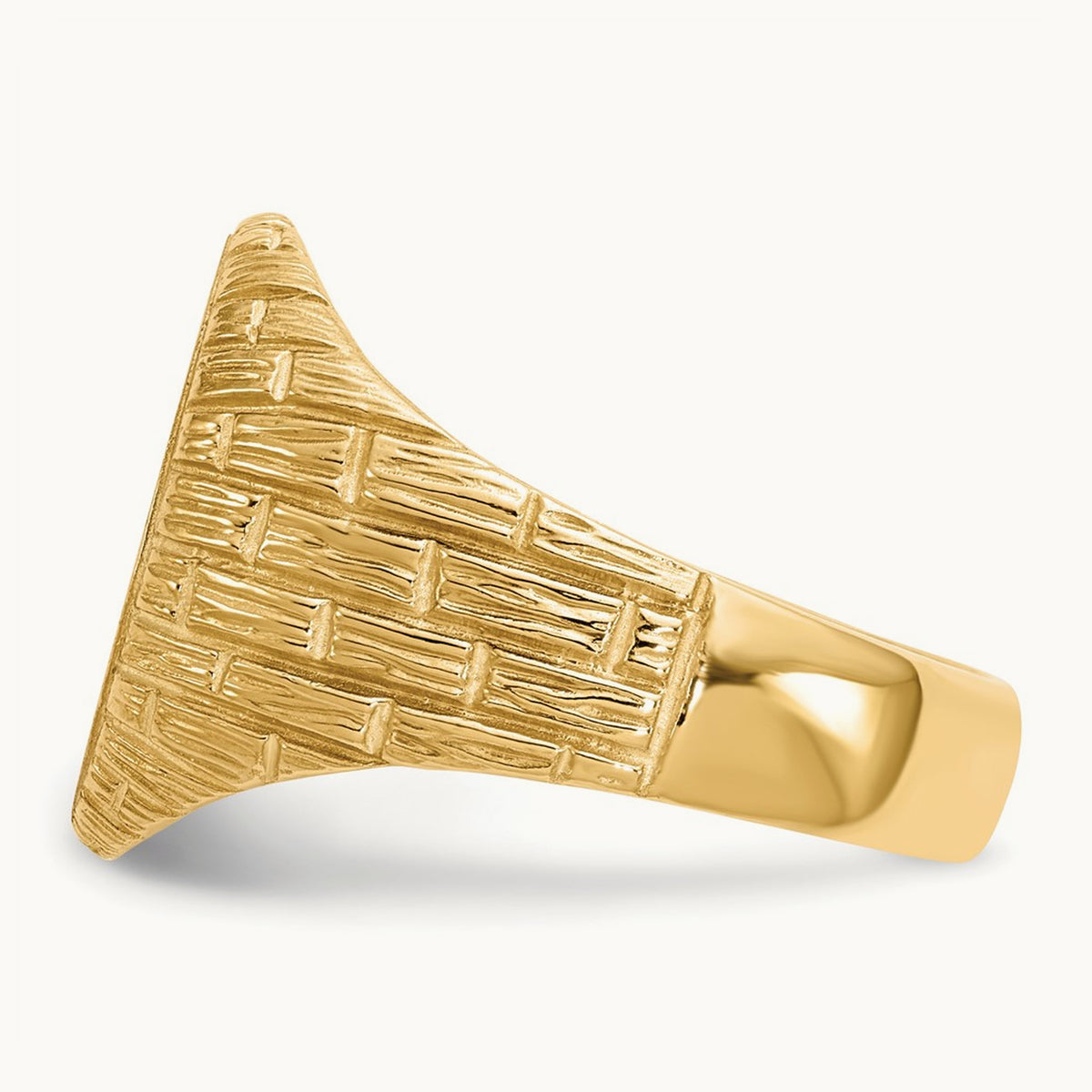 12.0x15. Closed Back Mens Signet Ring, 0mm, 14K