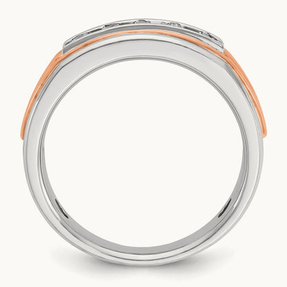White/Rose Gold IBGoodman Men's Polished 5-Stone Diamond Ring, 14K