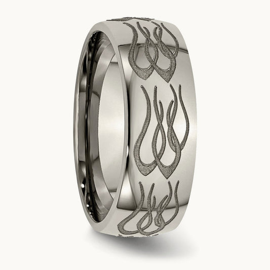 Polished Flame Laser Design Band — photo set
