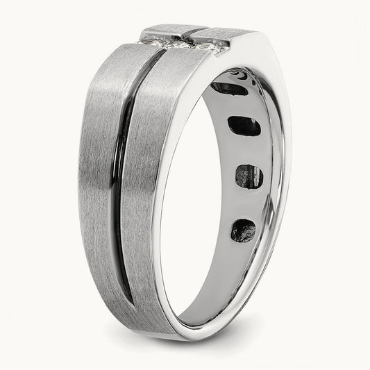 With Blck RH 3 Stone Men's Ring, 0.20 ct tw Lab-Grown Diamond