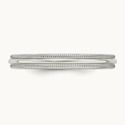 Milgrain Half Round Band, 3mm, 10K White Gold