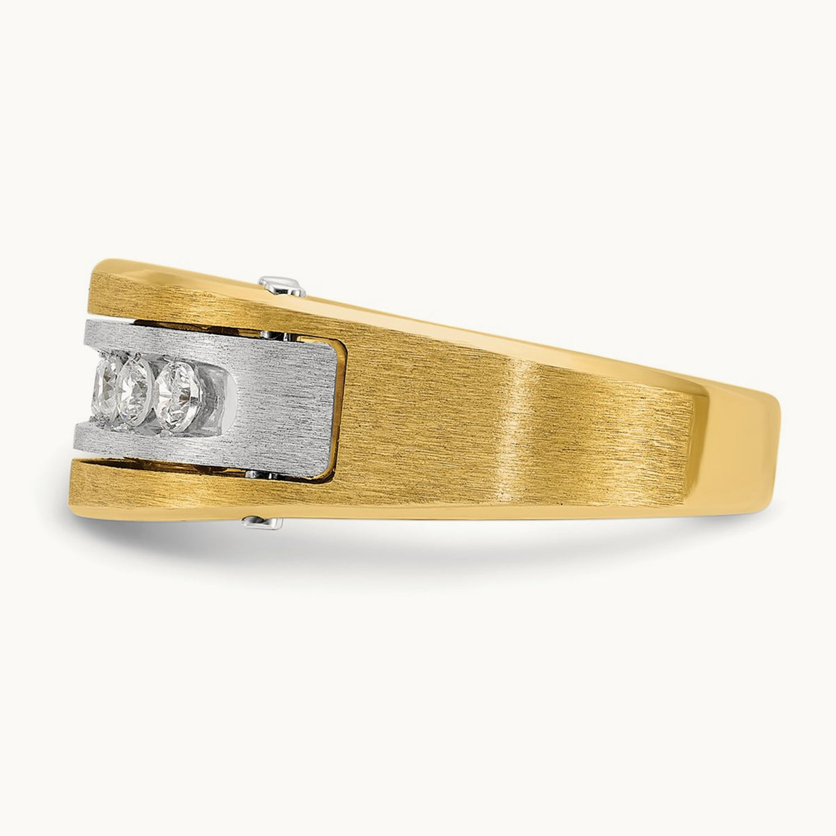 Men's Polished Satin & Grooved Diamond Ring — IBGoodman — photo set