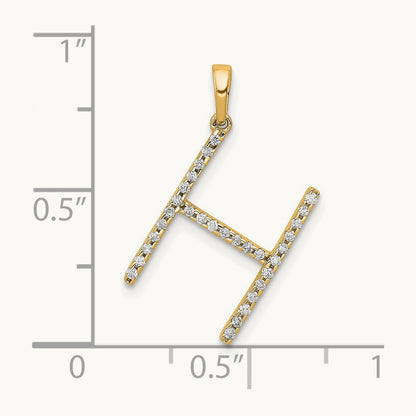 Diamond Letter H Initial Pendant, 14K