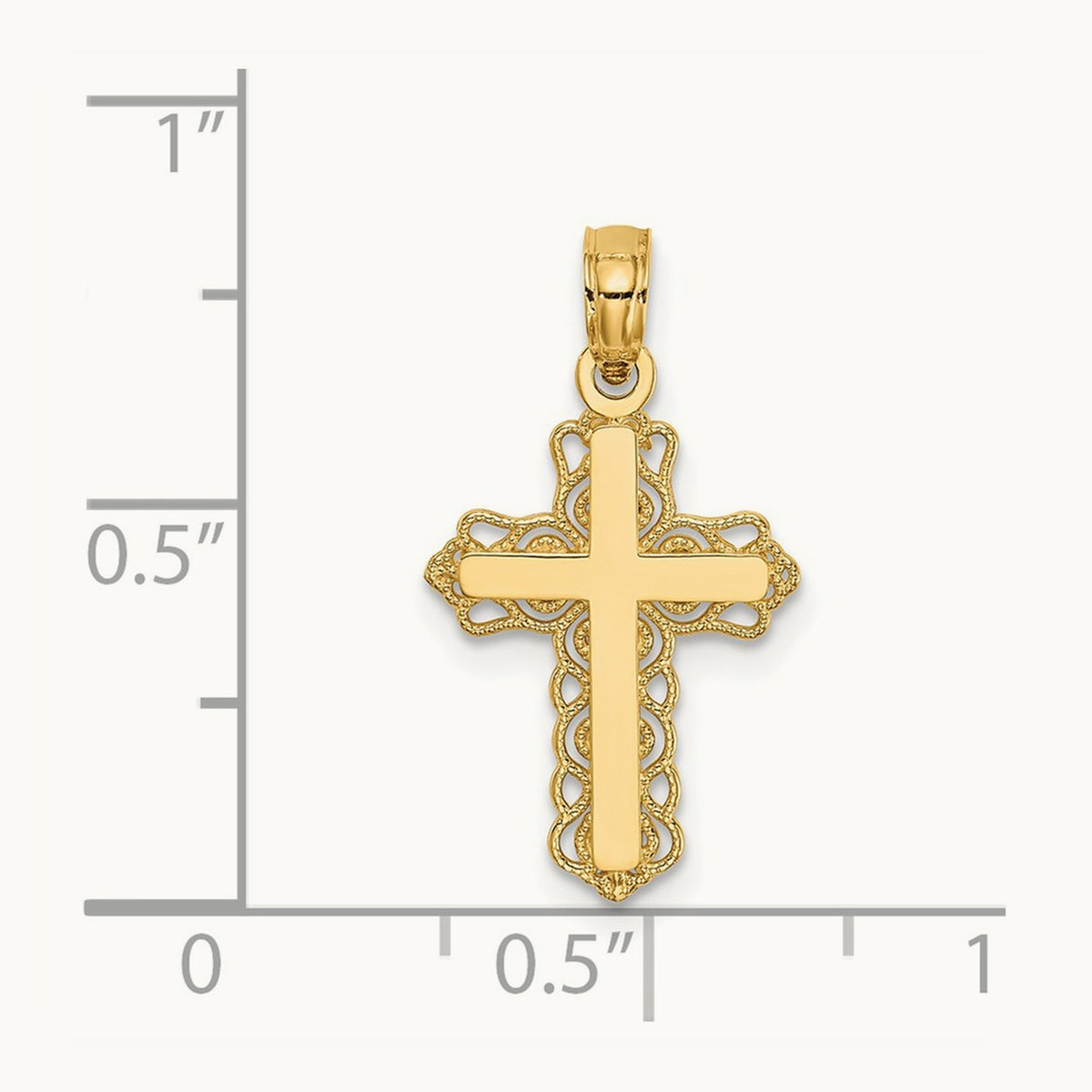 Budded Cross Charm — 14K Yellow Gold, 22mm
