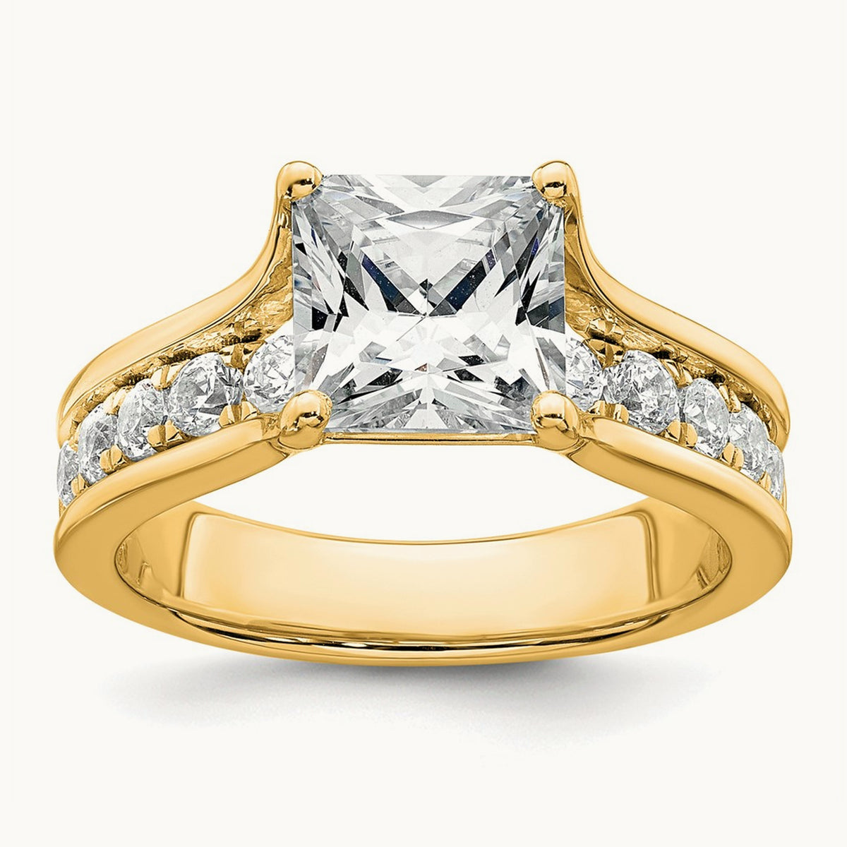 Princess Engagement Ring, 1.75-3.00 ct tw Lab-Grown Diamond — 3 1/6 ct, 14K Yellow Gold