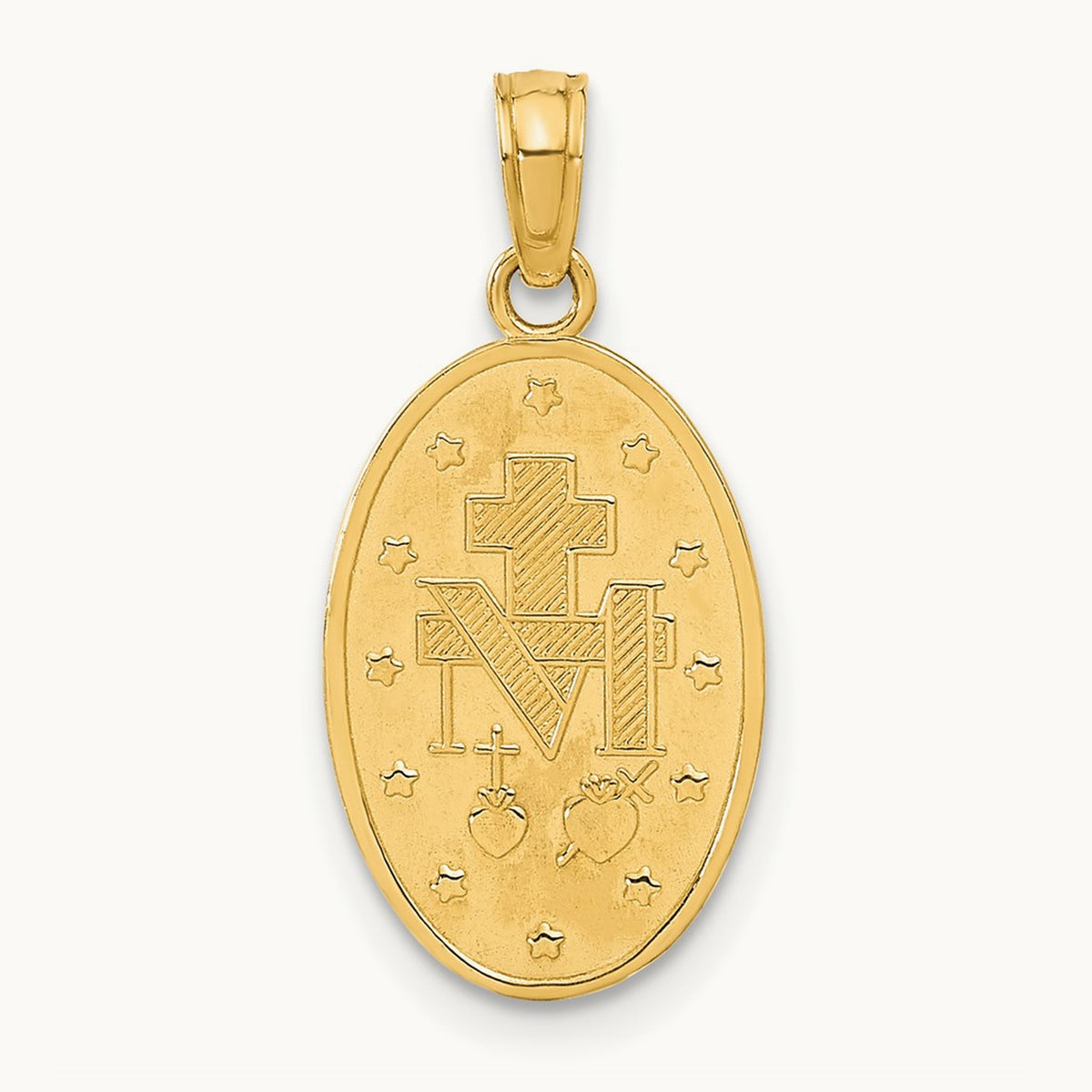 Miraculous Medal Pendant — 14K Yellow Gold, 21.25mm