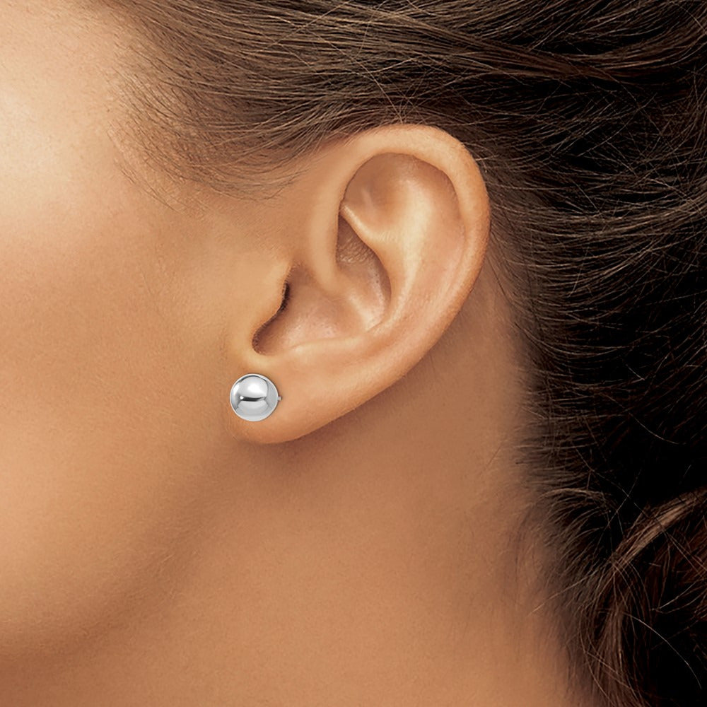 Polished Ball Post Earrings — 14K White Gold, 8mm