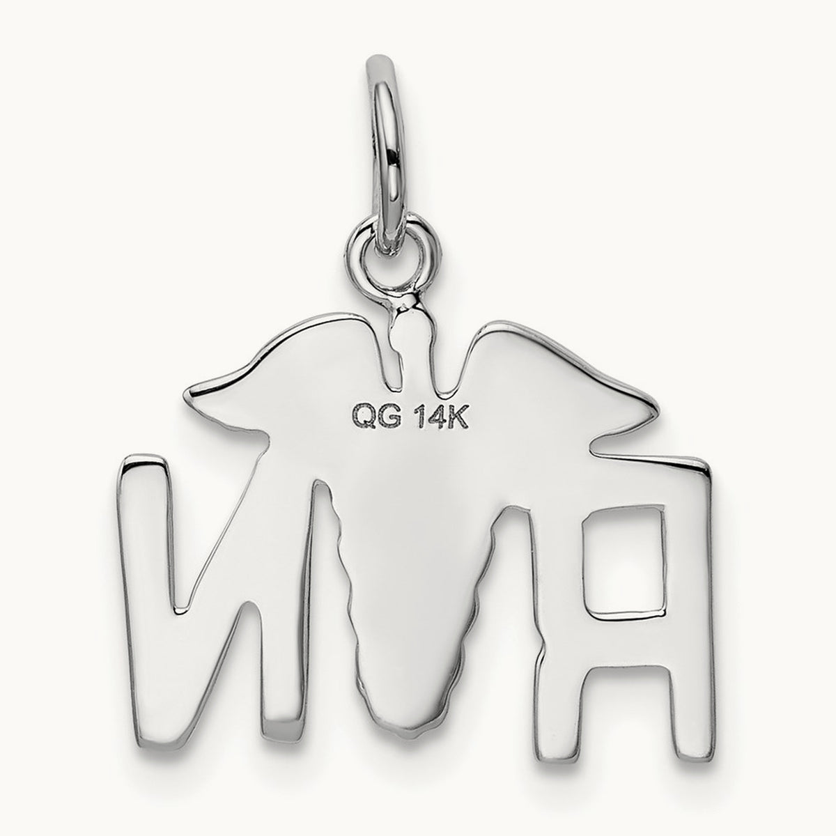 RN Charm, 14K White Gold