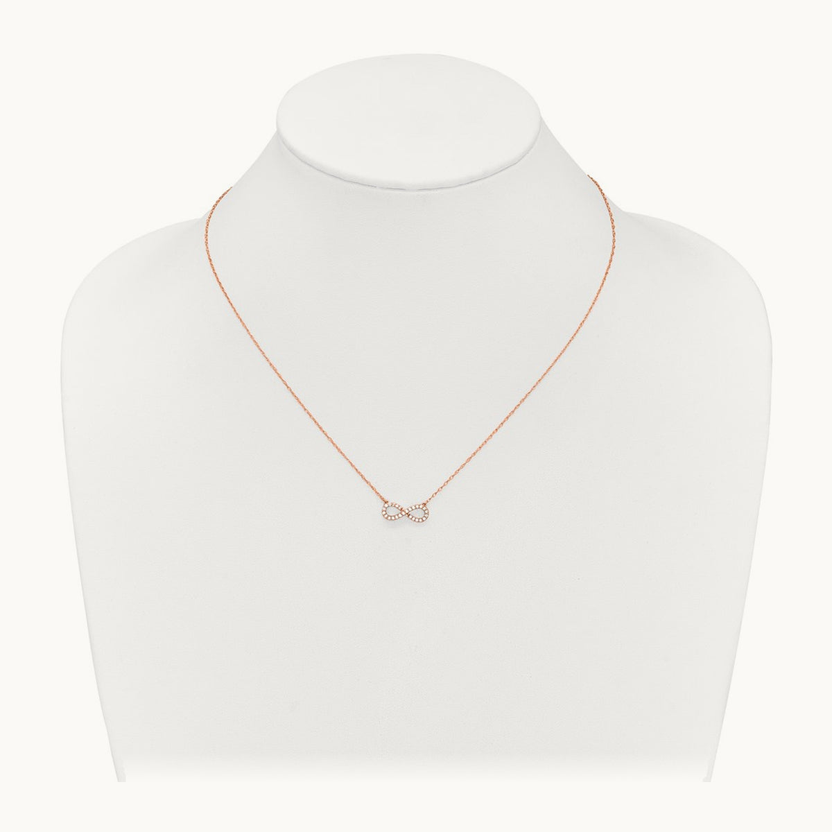 Polished Diamond Infinity Symbol 18 inch Necklace — 14K Rose Gold