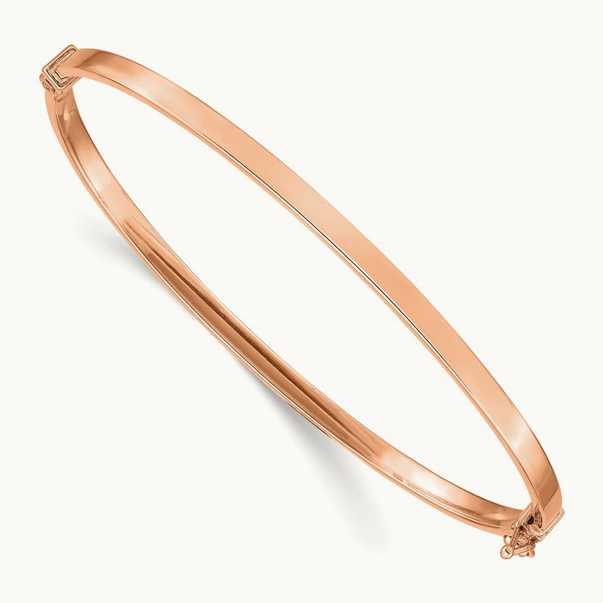 Polished Hinged Bangle Bracelet — 14K Rose Gold