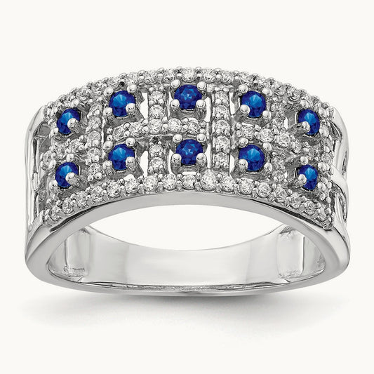 Diamond and Sapphire Fancy Ring, 14K White Gold