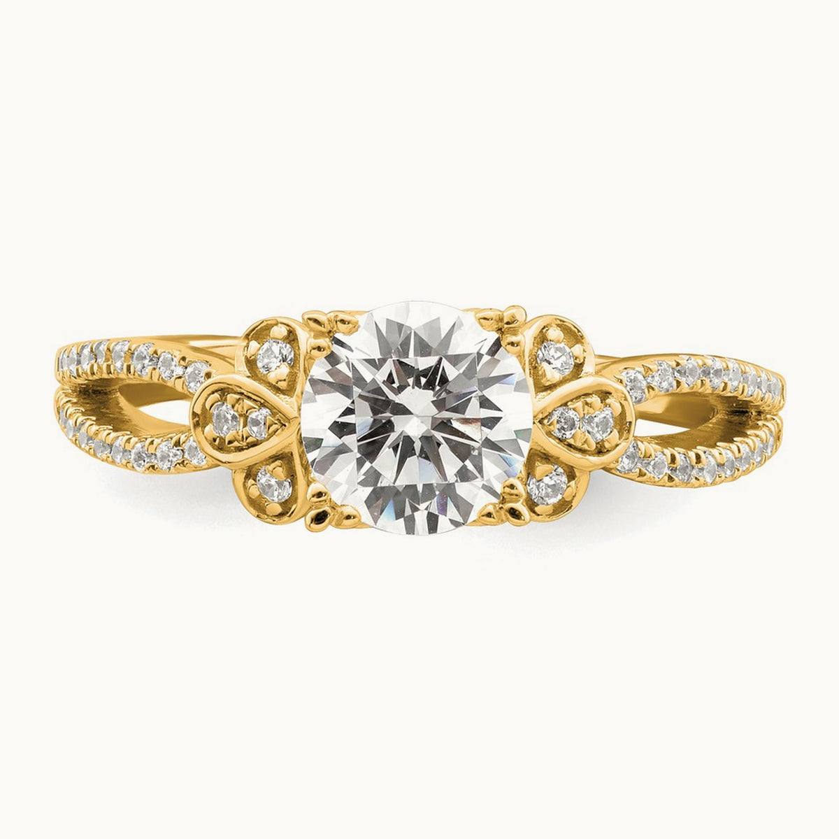 1ct Round Split Shank Semi-Mount Eng. Dia Ring, 14K Gold
