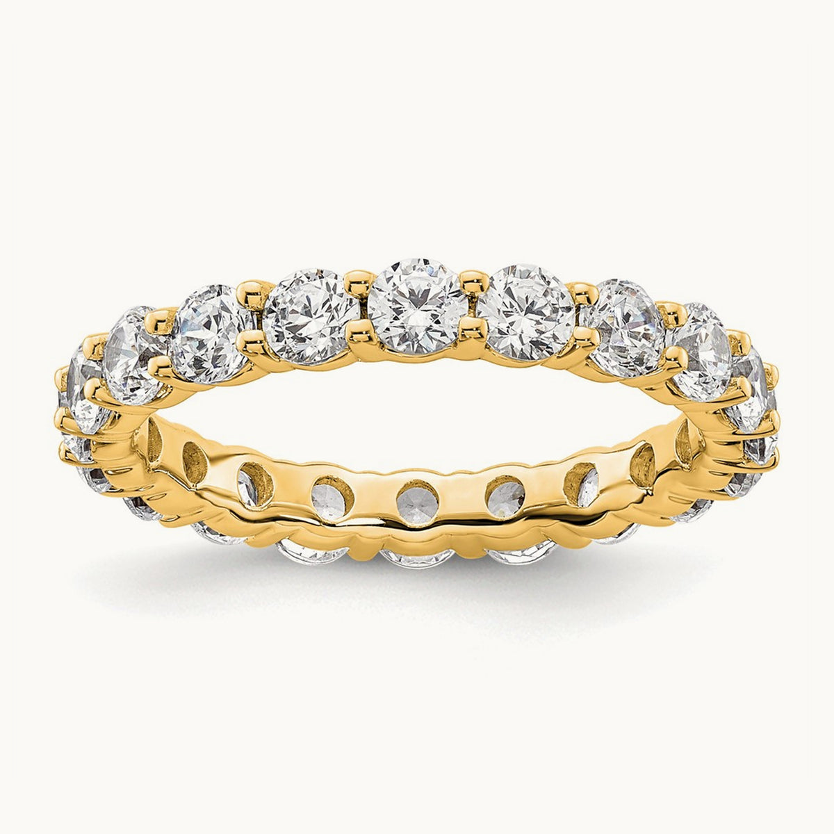 Polished Shared Prong Diamond Eternity Band — 14K Yellow Gold, 1.86 ct
