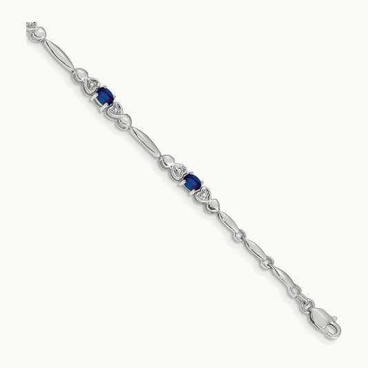Diamond and Sapphire Bracelet, 14K White Gold
