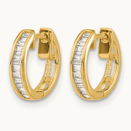 Baguette Diamond Hinged Hoop Earrings, 14K