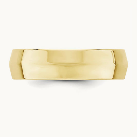 Knife Edge Comfort Fit Band, 6mm, 10K Yellow Gold