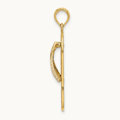Enamel Palm Tree Flip-Flop Charm, 14K