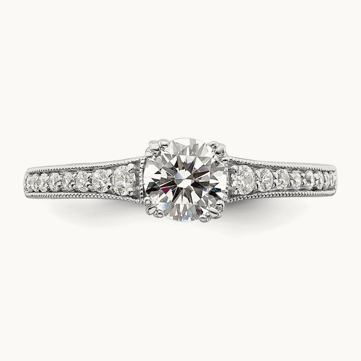 1/2ct Round Semi-Mount Engagement Dia Ring, 14K White Gold