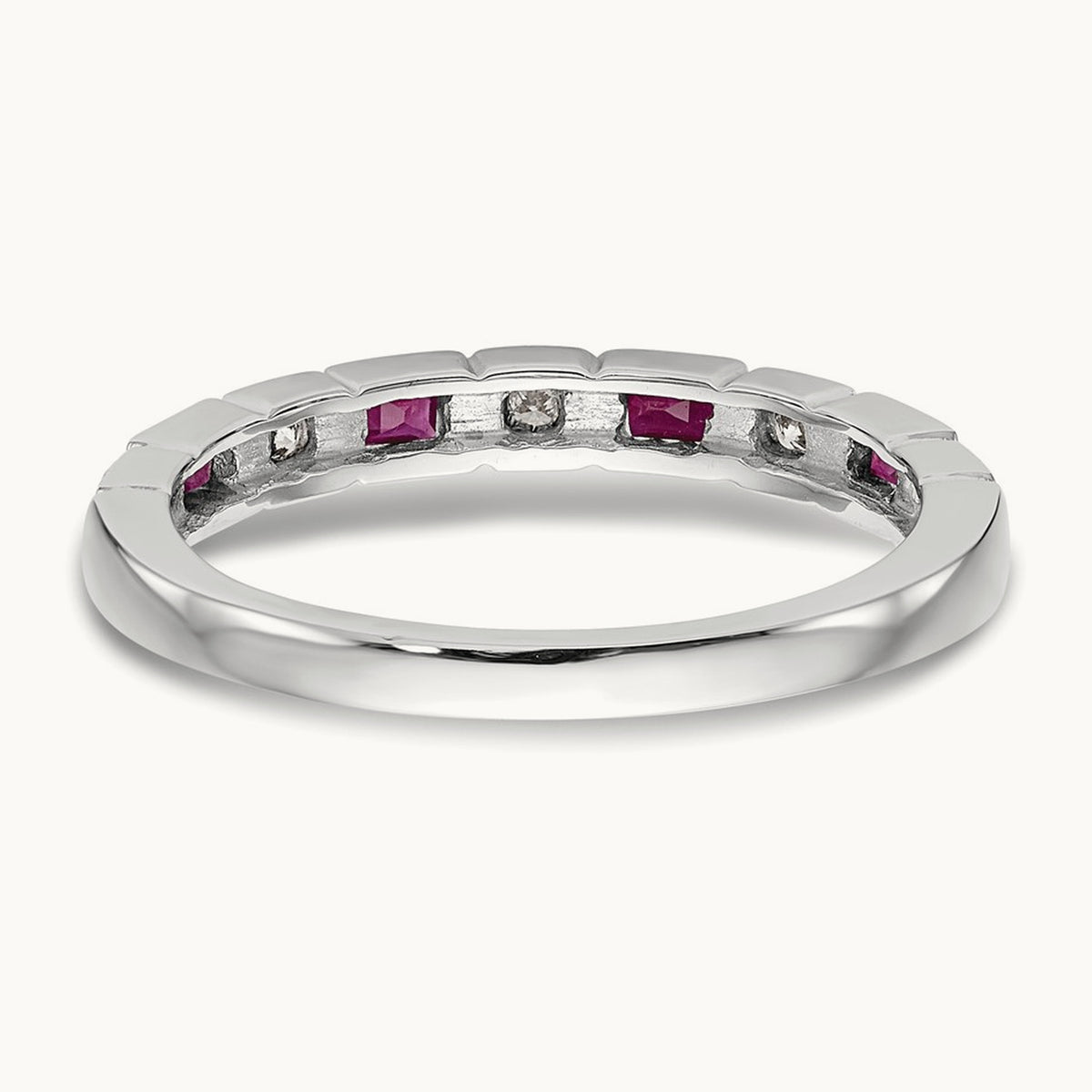 Diamond w/Ruby Band, 14K White Gold