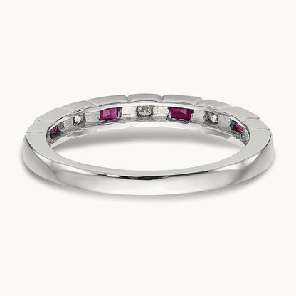 Diamond w/Ruby Band, 14K White Gold
