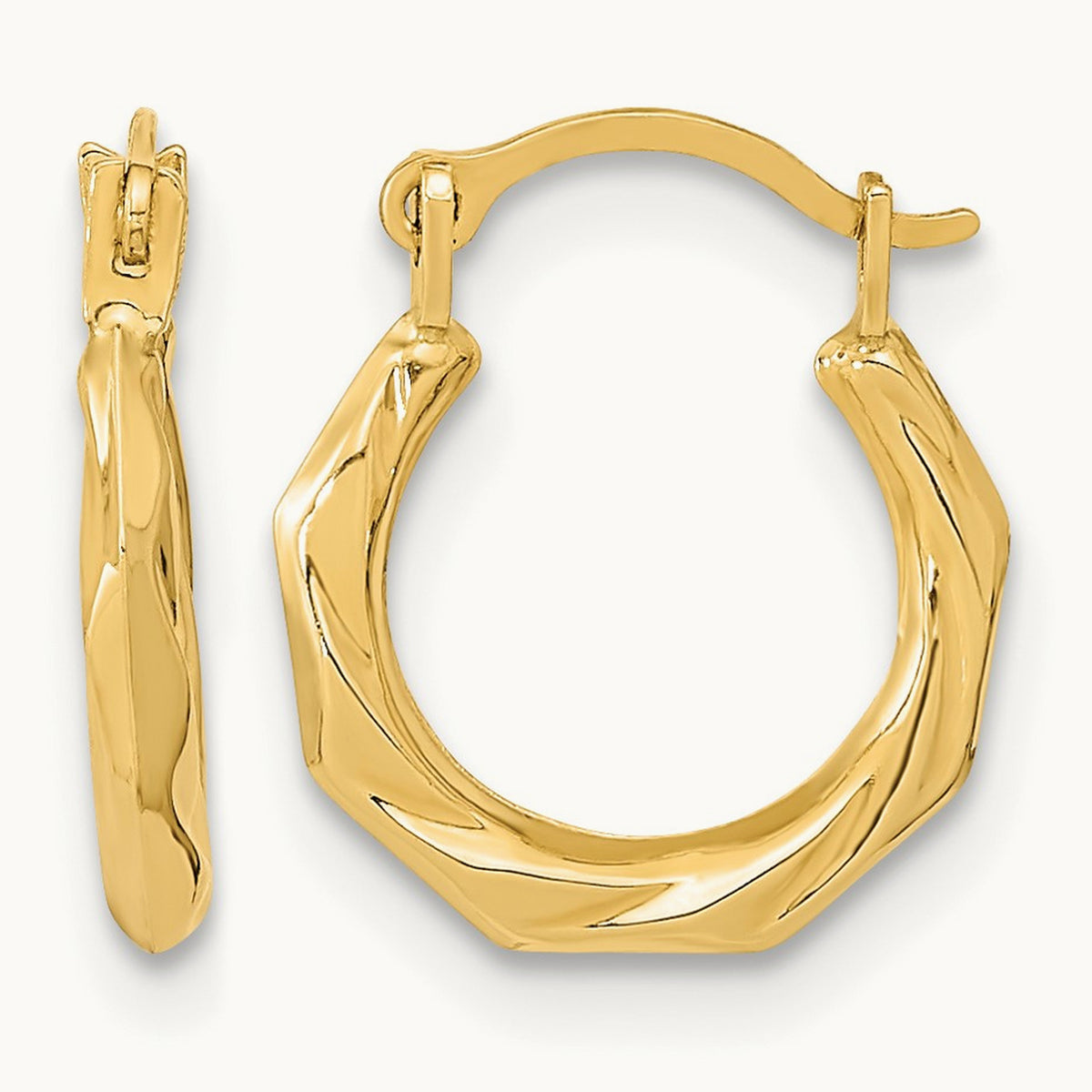 Polished Twist Hoop Earrings — 14K Yellow Gold