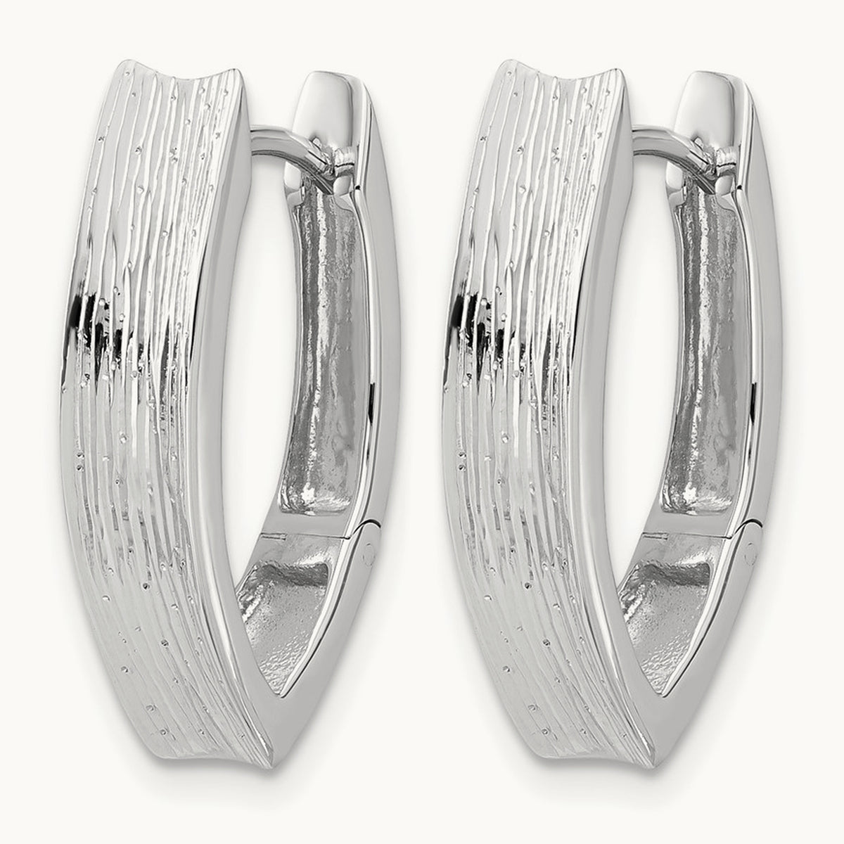 Rhodium-plated and D/C Fancy Hinged Hoop Earrings, Sterling Silver — Leslie's